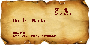Benő Martin névjegykártya